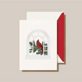 ENGRAVED CARDINAL IN WINDOW GREETING CARD