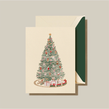ENGRAVED CHRISTMAS MORNING TREE GREETING CARD