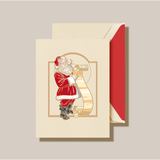 Engraved Vintage Santa with List Greeting Card