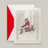 ENGRAVED WOODLAND FOX HOLIDAY GREETING CARD