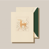 ENGRAVED WOODLAND REINDEER HOLIDAY GREETING CARD