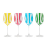 Celebration Stripe Hand-Painted Stemmed Wine Glasses