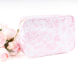 PINK BOW TOILE RECTANGULAR COSMETIC CASE