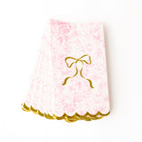 PINK BOW TOILE SCALLOP PAPER GUEST TOWELS