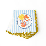 LEMON SANTORINI SCALLOP PAPER BEVERAGE NAPKINS