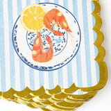 LEMON SANTORINI SCALLOP PAPER BEVERAGE NAPKINS