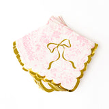 PINK BOW TOILE SCALLOP PAPER BEVERAGE NAPKINS