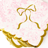 PINK BOW TOILE SCALLOP PAPER BEVERAGE NAPKINS