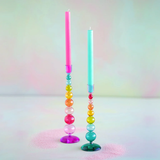 Glitterville Rainbow Finial Glass Candle Holder - 12.5"