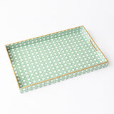 GREEN CANE RECTANGULAR LARGE VANITY TRAY
