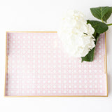 PINK CANE RECTANGULAR LARGE VANITY TRAY