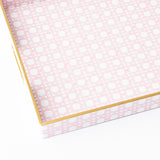 PINK CANE RECTANGULAR LARGE VANITY TRAY