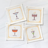 FESTIVE GLASSWARE COCKTAIL NAPKIN SET
