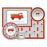 Personalized Firetruck Kids Dinnerware Set