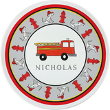 Personalized Firetruck Kids Plate