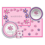 Personalized Flower Power Kids Dinnerware Set