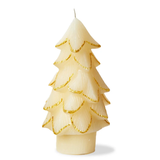 Medium Ivory Gilded Pine Tree Candle