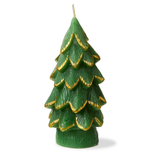 Small Green Gilded Pine Tree Candle