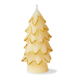 Small Ivory Gilded Pine Tree Candle