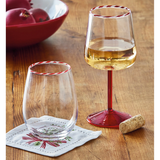 Peppermint Stripe Stemless Wine Glass