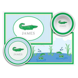 Personalized Green Gator Kids Dinnerware Set