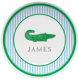 Personalized Green Gator Kids Plate