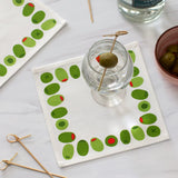 GREEN OLIVES COCKTAIL NAPKIN SET
