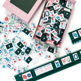Green & White House Mahjong Tiles