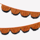 Orange and Black Tinsel Scalloped Garland