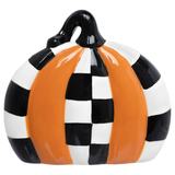 Halloween Check Ceramic Pumpkin