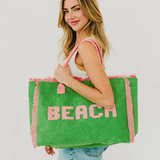 Hanalei Terry Green/Pink Beach Tote
