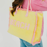Hanalei Terry Yellow/Pink Beach Tote