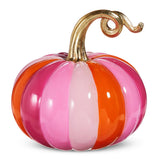 10.5" Pink & Orange Stripe Pumpkin