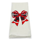 Football Bow Flour Sack Tea Towel-Red, Black and White