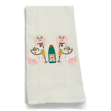 Staffordshire Dogs with Champagne Bottle Tea Towel