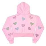 SPARKLING HEARTS CROPPED ZIP-UP SWEATSHIRT