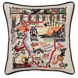 ILLINOIS HAND EMBROIDERED PILLOW