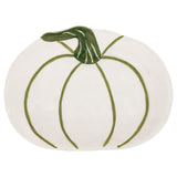 WHITE AND GREEN PUMPKIN CERAMIC DISH - SMALL