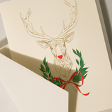 ENGRAVED DECORATED REINDEER GREETING CARD