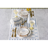 Cornflower Blue Linen Stripe Table Runner