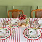 Red Linen Stripe Paper Table Runner