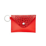 KEYCHAIN WALLET – RED LEATHER ENVELOPE CARD CASE