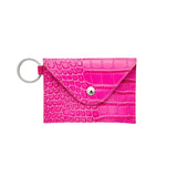 KEYCHAIN WALLET - PINK LEATHER ENVELOPE CARD CASE