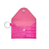 KEYCHAIN WALLET - PINK LEATHER ENVELOPE CARD CASE