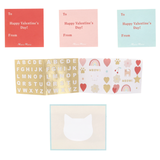 CAT VALENTINES CARDS AND STICKERS SET