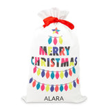 LARGE PERSONALZIED DRAWSTRING SANTA SACK FOR GIFTS - MERRY CHRISTMAS