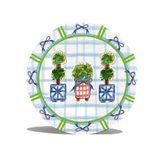 Plaid Greenery & Bows Melamine Plate