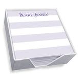 BANDED MEMO SQUARE - WHITE WITH HOLDER