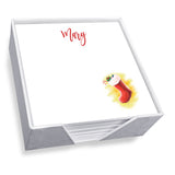 CHRISTMAS STOCKING MEMO SQAURE - WHITE WITH HOLDER