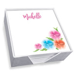 SPRING BOUQUET MEMO SQUARE - WHITE WITH HOLDER
